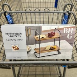 Better Homes & Gardens Rectangle Two-Tier Wood Serving Tray