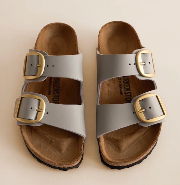 Arizona Big Buckle Sandals in Stone
