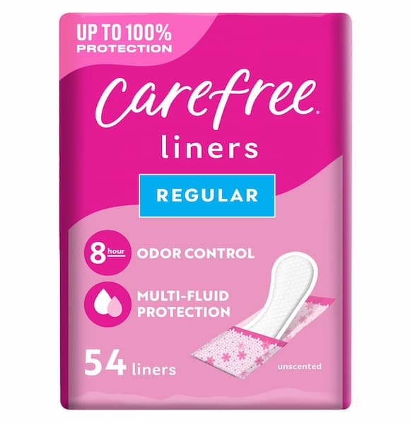 Carefree Panty Liners for Women, Regular, Wrapped, Unscented, 54 ct