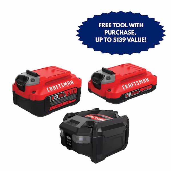 *HOT* Craftsman V20 20-Volt Battery 2-Pack and Charger just $99 + FREE Tool (Lots of Options!), plus more!
