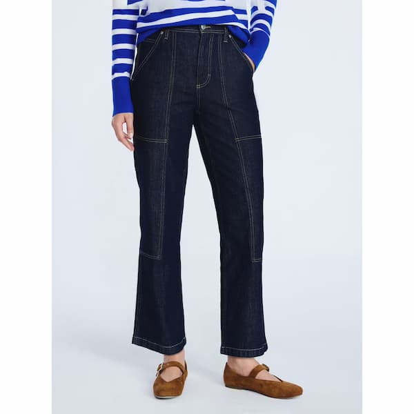Free Assembly Women's Cropped Straight Leg Utility Jeans