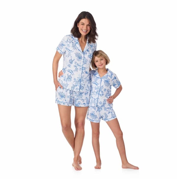 Joyspun Mommy and Me Notch Collar Top and Shorts Pajama Sets