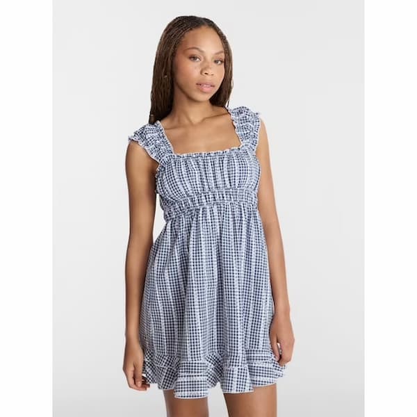 No Boundaries Empire Waist Dress with Cap Sleeves deal