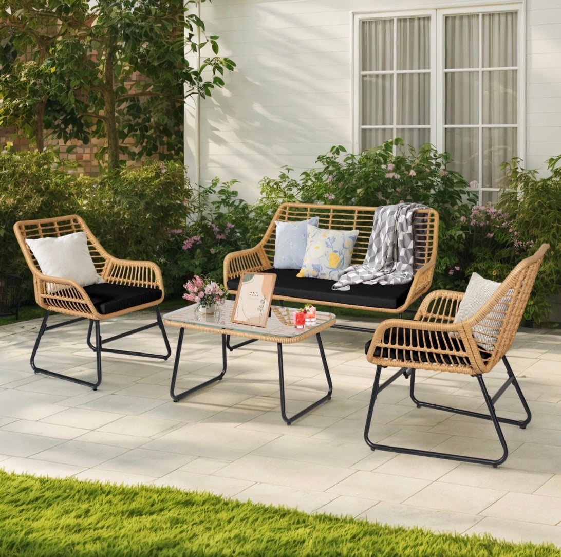 Tappio 4-Piece Rattan Patio Furniture Set only $129.99 shipped, plus more!