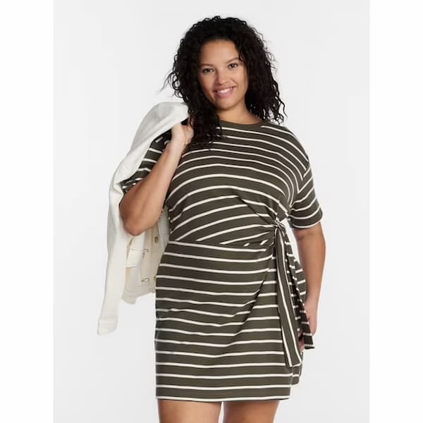 Terra & Sky Women’s Plus Front Twist Dress with Short Sleeve deal