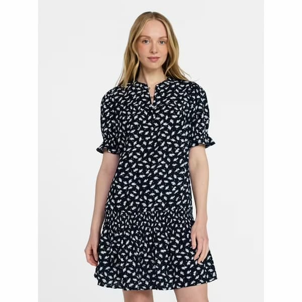 Time and Tru Miniabito da donna in panno doppio di cotone con vita bassa