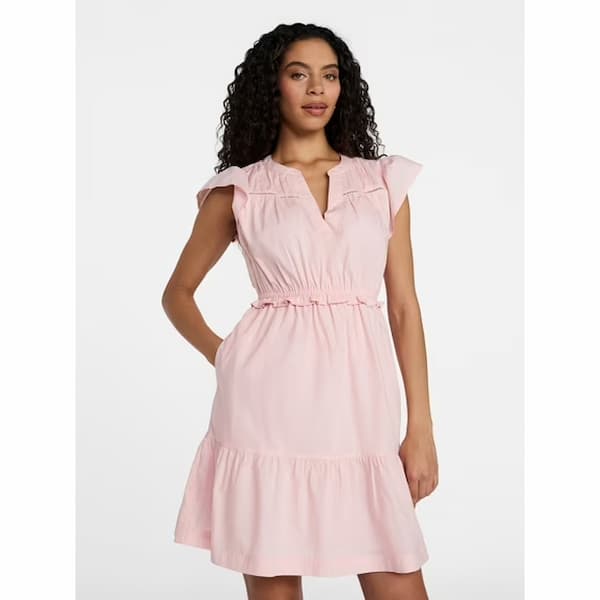 Time and Tru Women's Cotton Flutter Sleeve Mini Dress deal