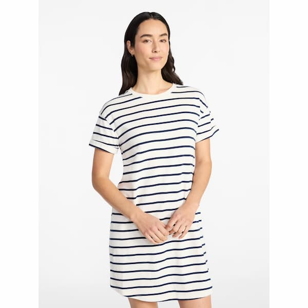 Time and Tru Women's Cotton T-Shirt Dress with Short Sleeves