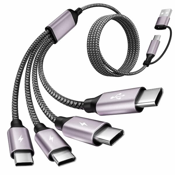 4-in-2 USB-C Splitter Multi-Charging Cable only $4.99!