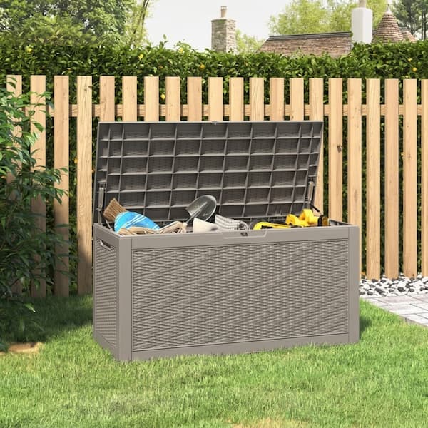 Bifanuo 100-Gallon Lockable Resin Outdoor Storage Deck Box deal