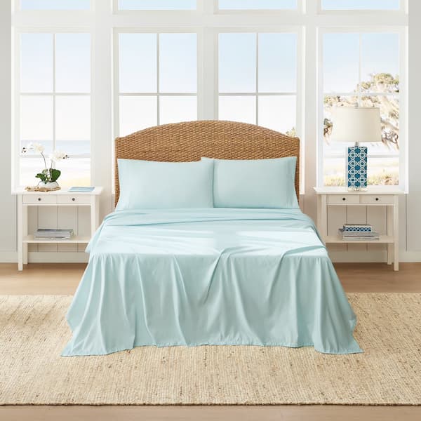 Coastal Living 4-Piece Sky Blue Soft Brushed Microfiber Luxury Cooling Sheet Set