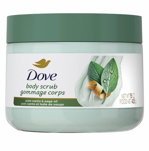 Dove Body Scrub for Exfoliated Hydrated Skin, Palo Santo & Sage Oil