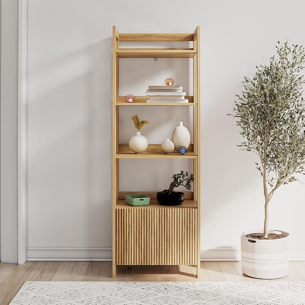 Mainstays 4-Shelf Reeded Bookcase with Drawer