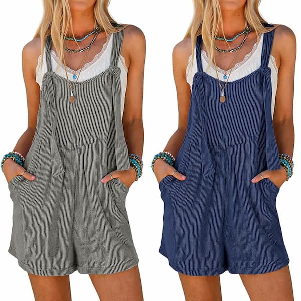 Overall Ribbed Knit Romper 