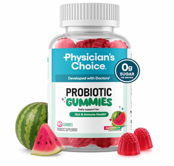 Physician's CHOICE Probiotic Gummies with Vitamin D & Prebiotic Fiber