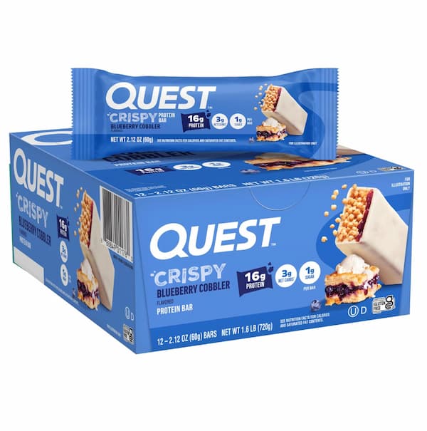 Quest Nutrition Crispy Blueberry Cobbler Protein Bar, 16g Protein, 12 Count
