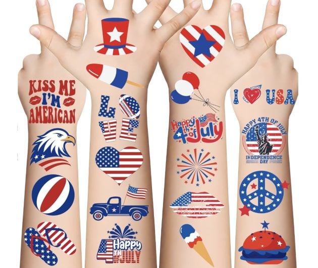 USA Flag Patriotic Temporary Tattoos, 120 count only $2.98!