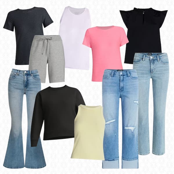 walmart women's jeans tees tanks shorts
