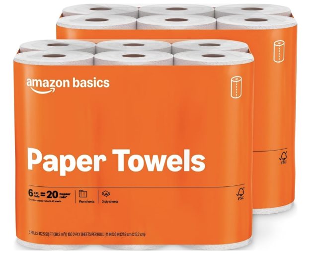 Amazon Basics 2-Ply Flex-Sheets Paper Towels, 12 rolls only $11.92 shipped!