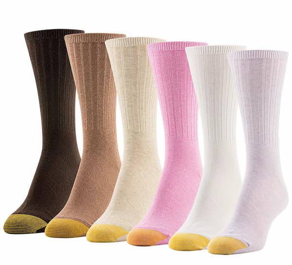 Gold Toe Women's 6-Pack Casual Ribbed Crew Socks deal