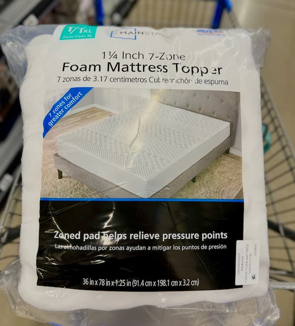 Mainstays 1.25" 7-Zone Mattress Topper