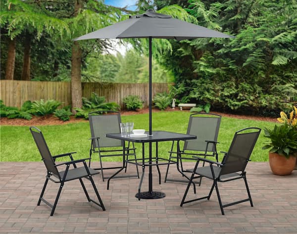 Mainstays Albany Lane 6-Piece Steel Outdoor Patio Dining Set with Umbrella deal