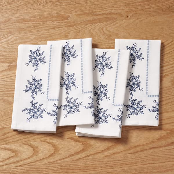 My Texas House Blue and White Floral Cotton Cloth Napkins