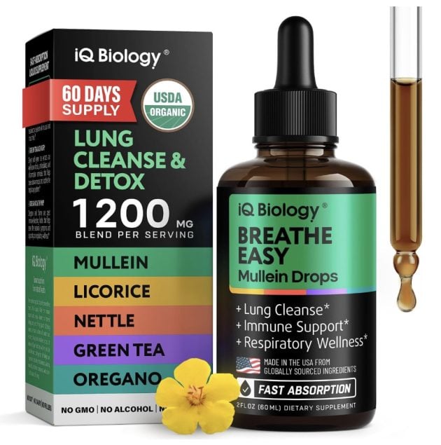 Organic Mullein Leaf Extract Drops only $14.29 shipped!