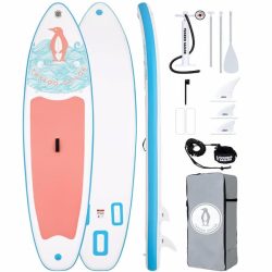 tuxedo sailor paddle board with penguin
