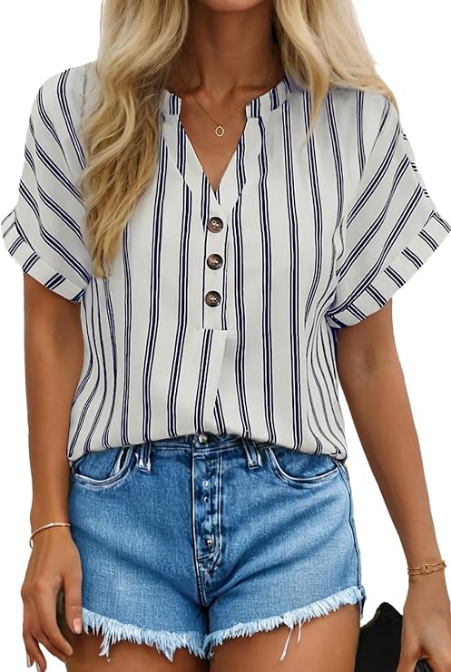 Women’s Short Sleeve Button Blouse only $5.38!