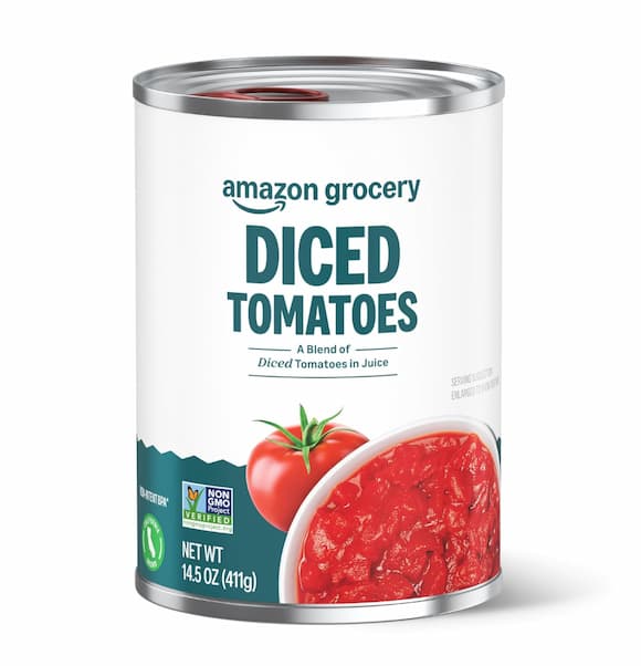 Amazon Fresh, Diced Canned Tomatoes In Tomato Juice, 14.5 Oz