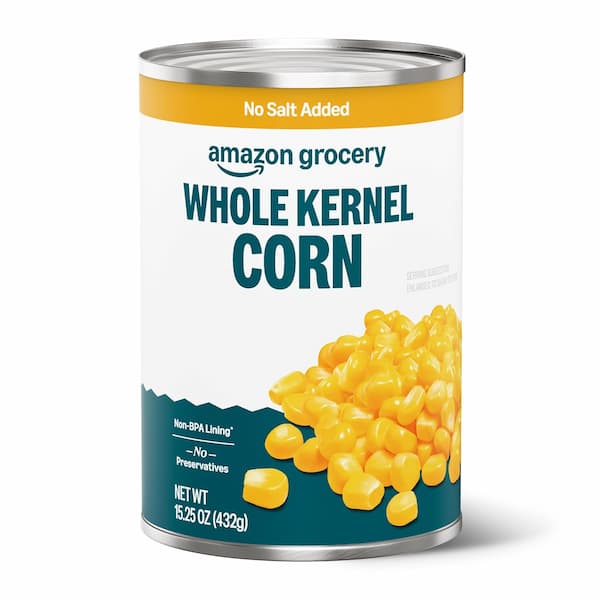 Amazon Grocery Canned Whole Kernel Corn, No Salt Added, 15.25 Oz, deal