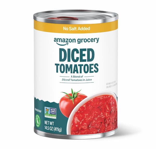 Amazon Grocery, Diced Tomatoes, No Salt Added, 14.5 Oz
