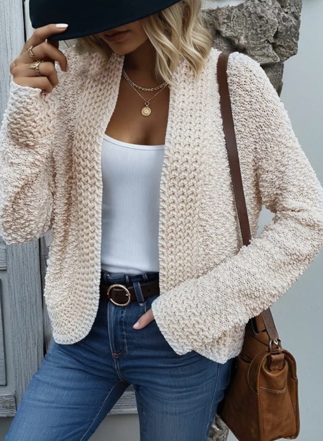 Women’s Long Sleeve Chunky Knit Cardigan only $15.87!