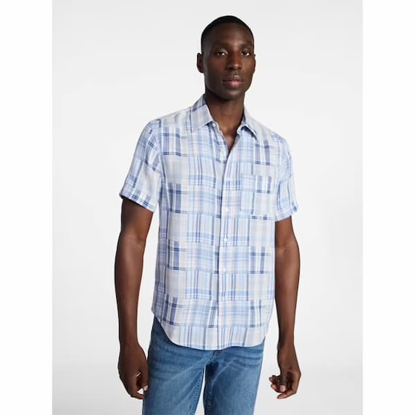 George Men's Patchwork Shirt with Short Sleeves deal