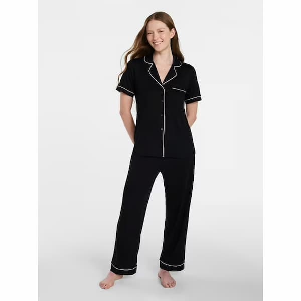 Joyspun Women's Dreamy Soft Collection Notch Collar Top and Capri Pants 2-Piece Pajama Set deal
