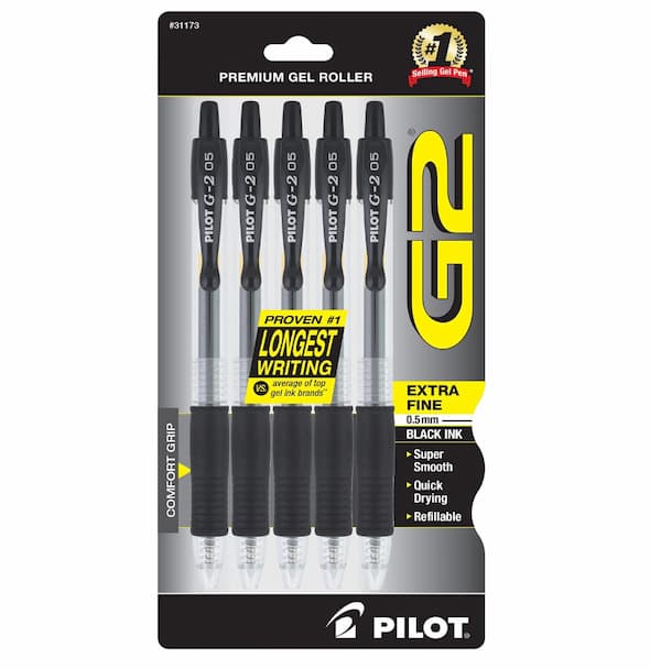 Pilot G2 Premium Gel Roller Pens 5-Count only $4.95!