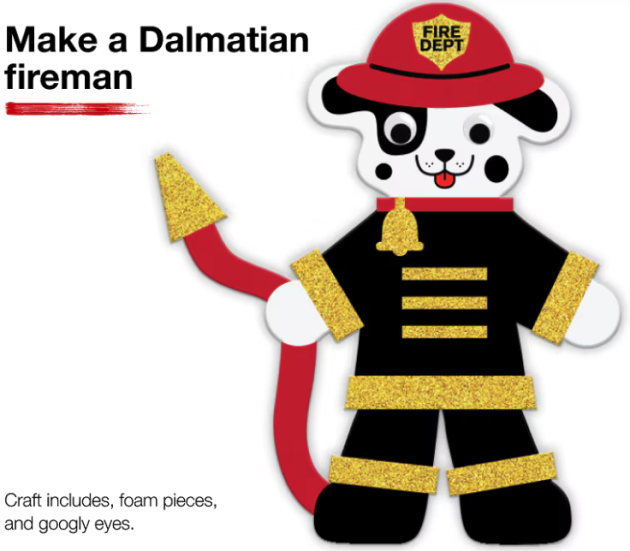Free JCPenney Kids Zone Craft: Create Your Own Dalmatian Fireman