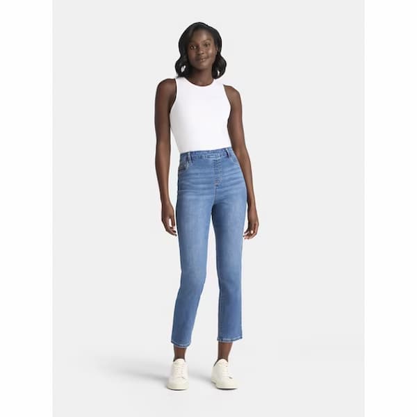 Time and Tru Women's High Rise Straight Leg Denim Jegging,