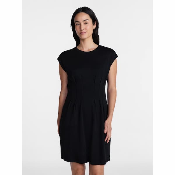 Time and Tru Women's Pleated Waist Cotton Mini Dress,