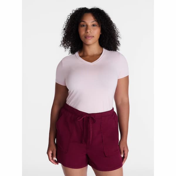 Time and Tru Women's Slim V-Neck Short-Sleeve Tee