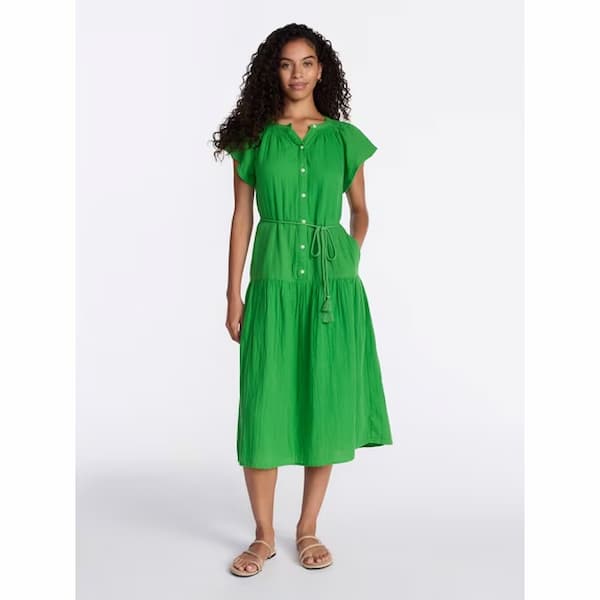 Time and Tru Women's and Women's Plus Double Cloth Midi Dress deal