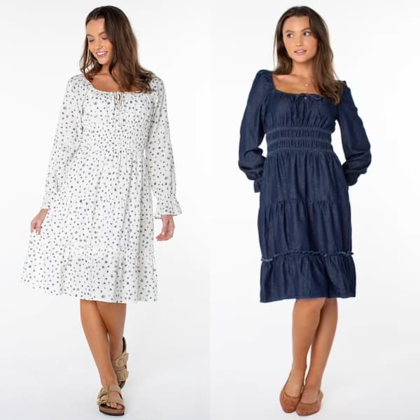 Celebrity Pink Women’s Long Sleeve Lace Trim Midi Dress