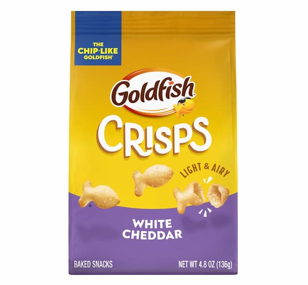 Goldfish Crisps White Cheddar Baked Chip Crackers, 4.8 Oz Bag