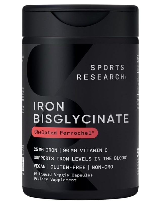 Sports Research Iron Biglycinate 25mg, 90 Liquid Capsules only $13.47 shipped!