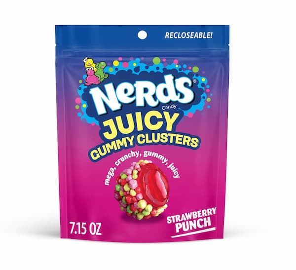 NERDS Juicy Gummy Clusters Strawberry Punch Candy, Stand-Up Bag, 7.15 oz