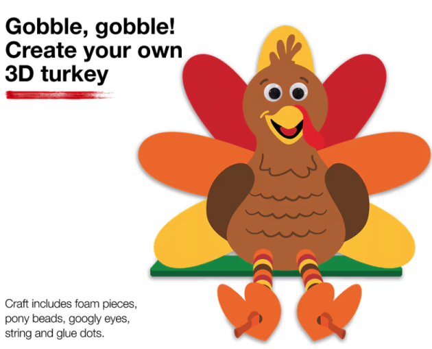 Free JCPenney Kids Zone Craft: Create Your Own 3D Turkey!