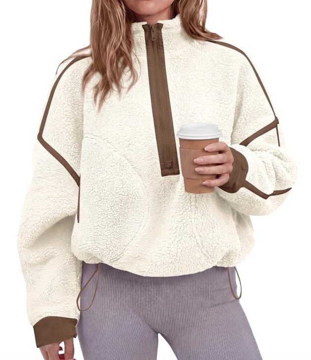 Women’s Half Zip Fleece Pullover Sherpa Sweatshirt only $19.99!
