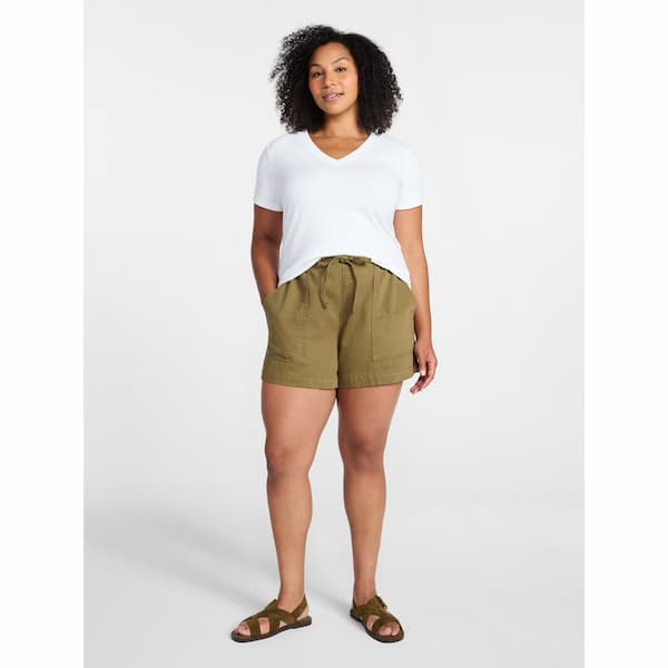 Time and Tru Women's Drapey Twill Utility Shorts
