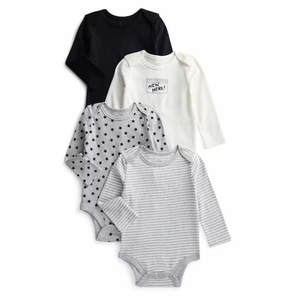 Wonder Nation Organic Cotton Baby Long-Sleeve Bodysuits, 4-Pack deal